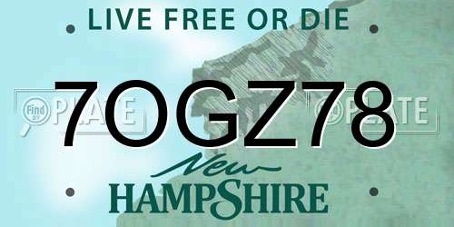 7OGZ78 New Hampshire License Plate