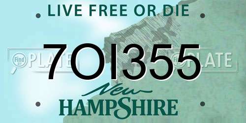7OI355 New Hampshire License Plate
