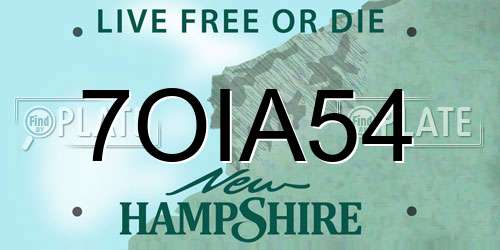 7OIA54 New Hampshire License Plate
