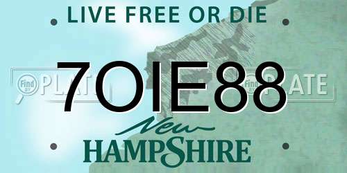 7OIE88 New Hampshire License Plate