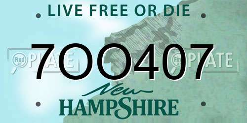 7OO407 New Hampshire License Plate