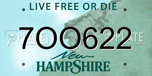 7OO622 New Hampshire License Plate