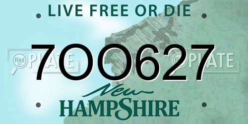 7OO627 New Hampshire License Plate