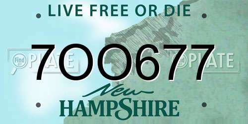 7OO677 New Hampshire License Plate