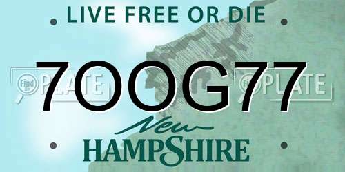 7OOG77 New Hampshire License Plate