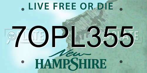 7OPL355 New Hampshire License Plate