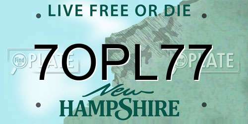 7OPL77 New Hampshire License Plate