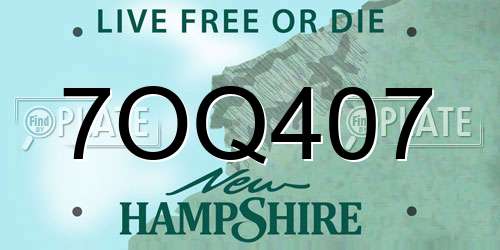 7OQ407 New Hampshire License Plate