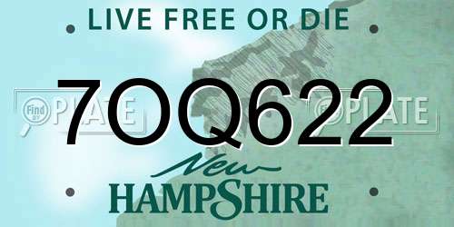 7OQ622 New Hampshire License Plate