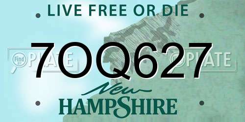 7OQ627 New Hampshire License Plate