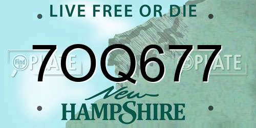 7OQ677 New Hampshire License Plate