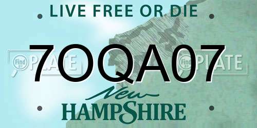 7OQA07 New Hampshire License Plate