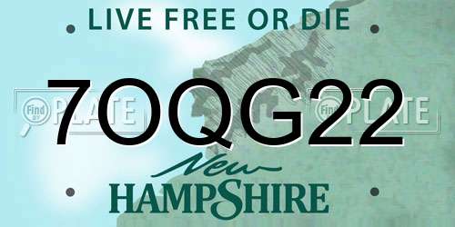 7OQG22 New Hampshire License Plate
