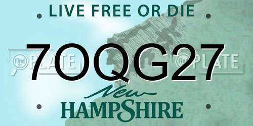 7OQG27 New Hampshire License Plate