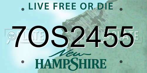 7OS2455 New Hampshire License Plate