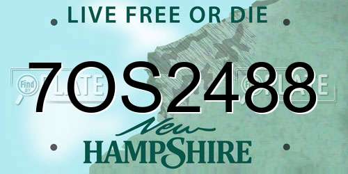 7OS2488 New Hampshire License Plate