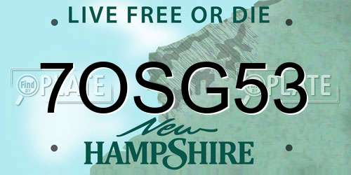 7OSG53 New Hampshire License Plate