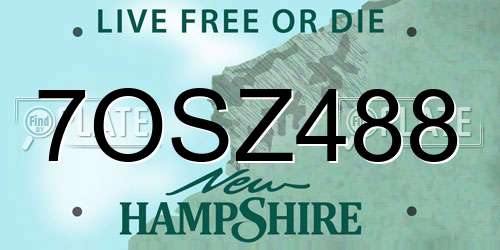 7OSZ488 New Hampshire License Plate