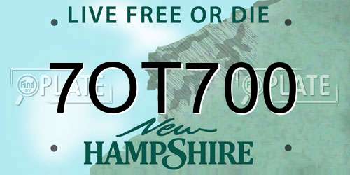 7OT700 New Hampshire License Plate