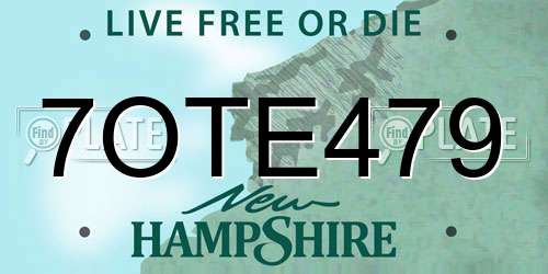 7OTE479 New Hampshire License Plate