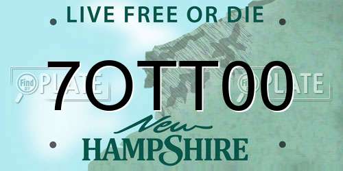 7OTT00 New Hampshire License Plate