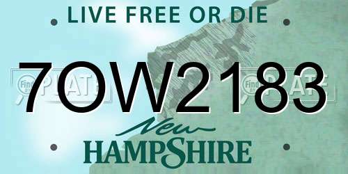 7OW2183 New Hampshire License Plate