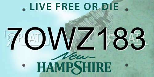 7OWZ183 New Hampshire License Plate