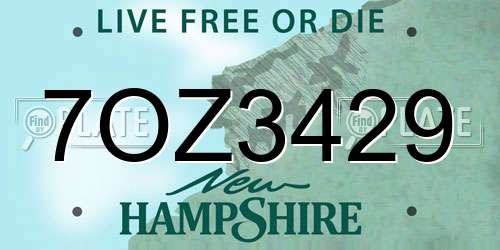 7OZ3429 New Hampshire License Plate