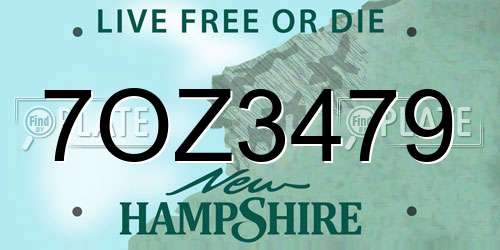 7OZ3479 New Hampshire License Plate