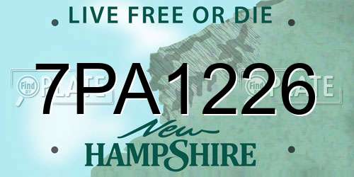 7PA1226 New Hampshire License Plate