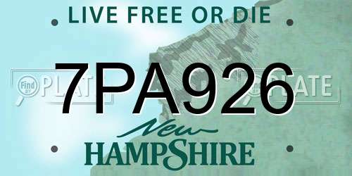 7PA926 New Hampshire License Plate