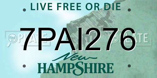 7PAI276 New Hampshire License Plate