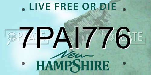 7PAI776 New Hampshire License Plate