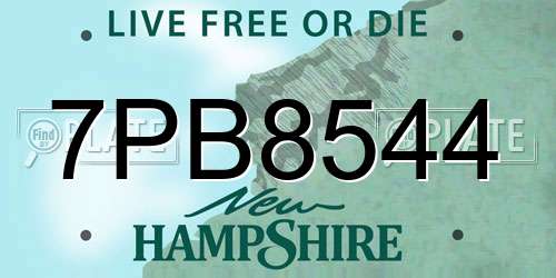 7PB8544 New Hampshire License Plate