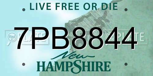 7PB8844 New Hampshire License Plate