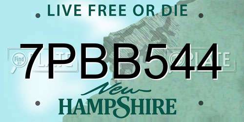 7PBB544 New Hampshire License Plate