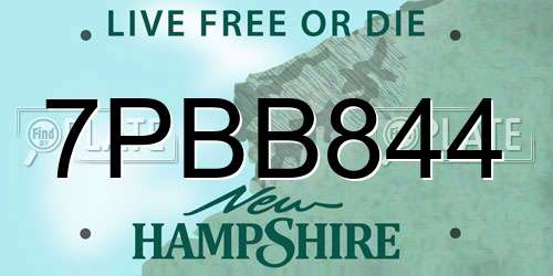 7PBB844 New Hampshire License Plate