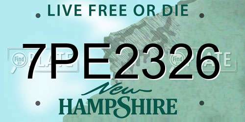 7PE2326 New Hampshire License Plate
