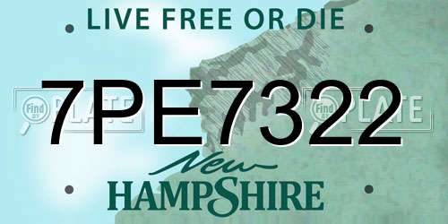 7PE7322 New Hampshire License Plate