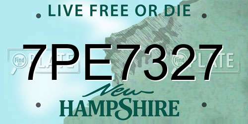7PE7327 New Hampshire License Plate