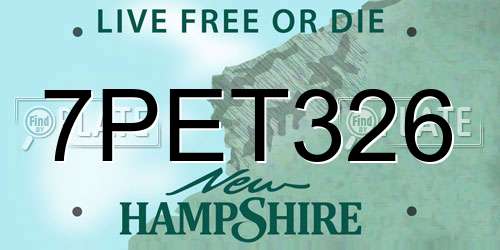 7PET326 New Hampshire License Plate