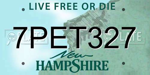 7PET327 New Hampshire License Plate