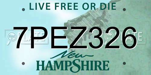 7PEZ326 New Hampshire License Plate