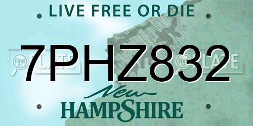 7PHZ832 New Hampshire License Plate