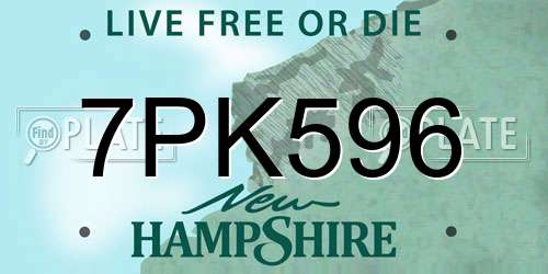 7PK596 New Hampshire License Plate