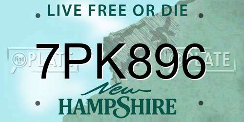 7PK896 New Hampshire License Plate