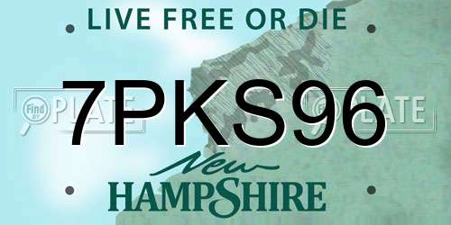 7PKS96 New Hampshire License Plate