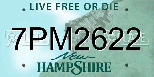7PM2622 New Hampshire License Plate