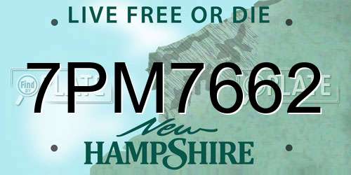 7PM7662 New Hampshire License Plate