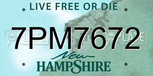 7PM7672 New Hampshire License Plate